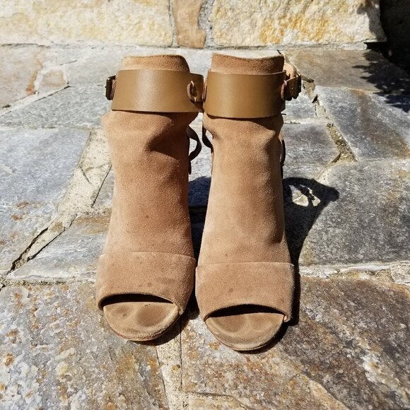 Joe's Jeans Taupe Petra Stone Tan Suede Peep Toe B - Picture 5 of 15